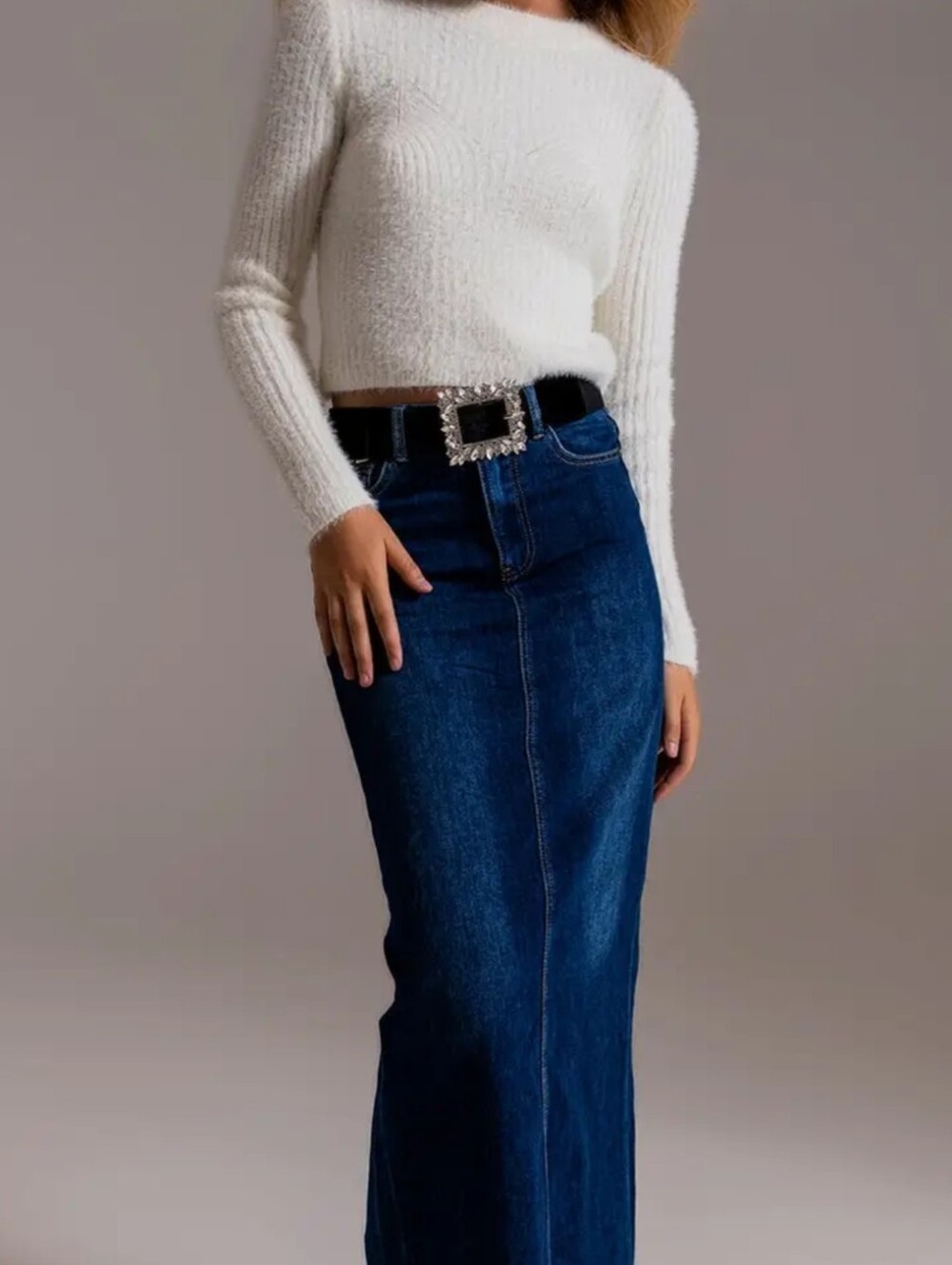 NWT Q2 Extreme Length Dark Denim Pencil Skirt